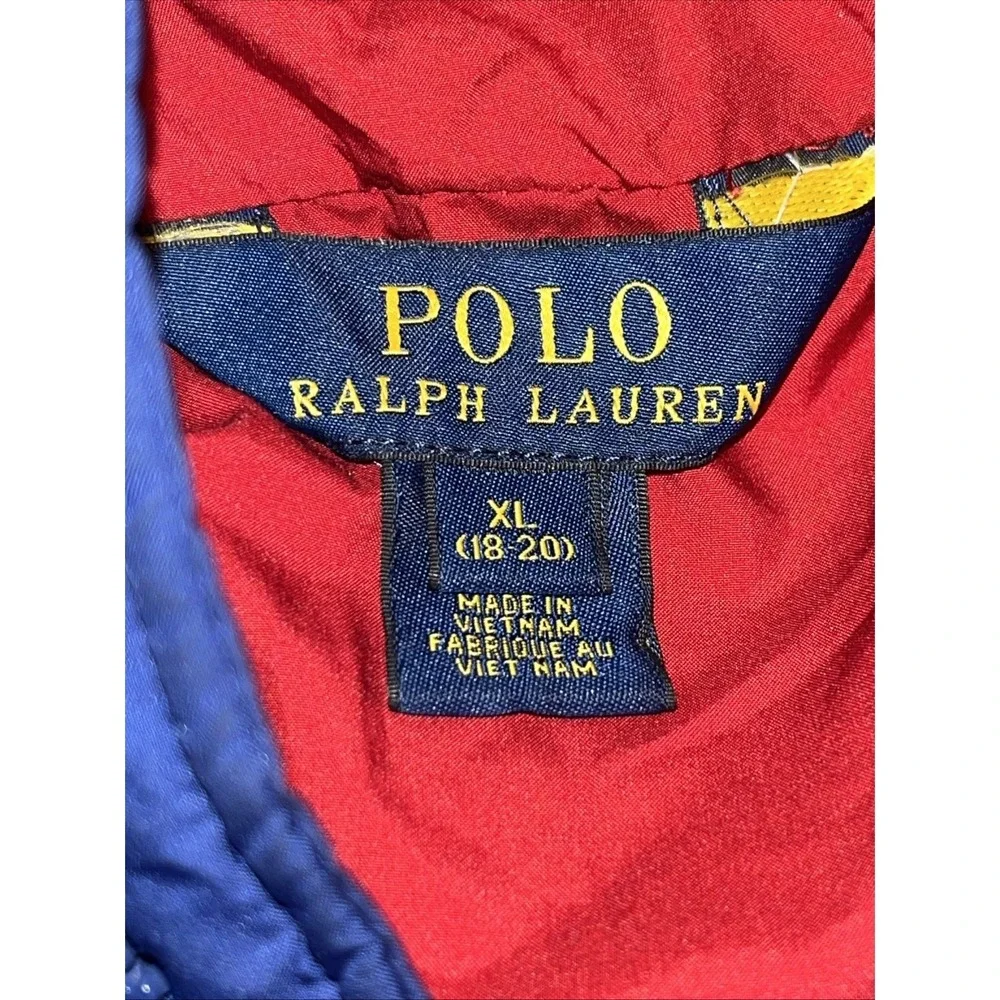 Polo Ralph Lauren Size Youth XL 18-20 Blue Hooded Puffer Down Jacket Coat